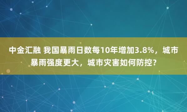 中金汇融 我国暴雨日数每10年增加3.8%，城市暴雨强度更大，城市灾害如何防控？